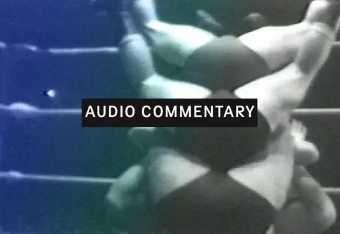 Continuons le combat (Audio Commentary)- dir. Pierre Falardeau, three wrestlers upside down seen from behind